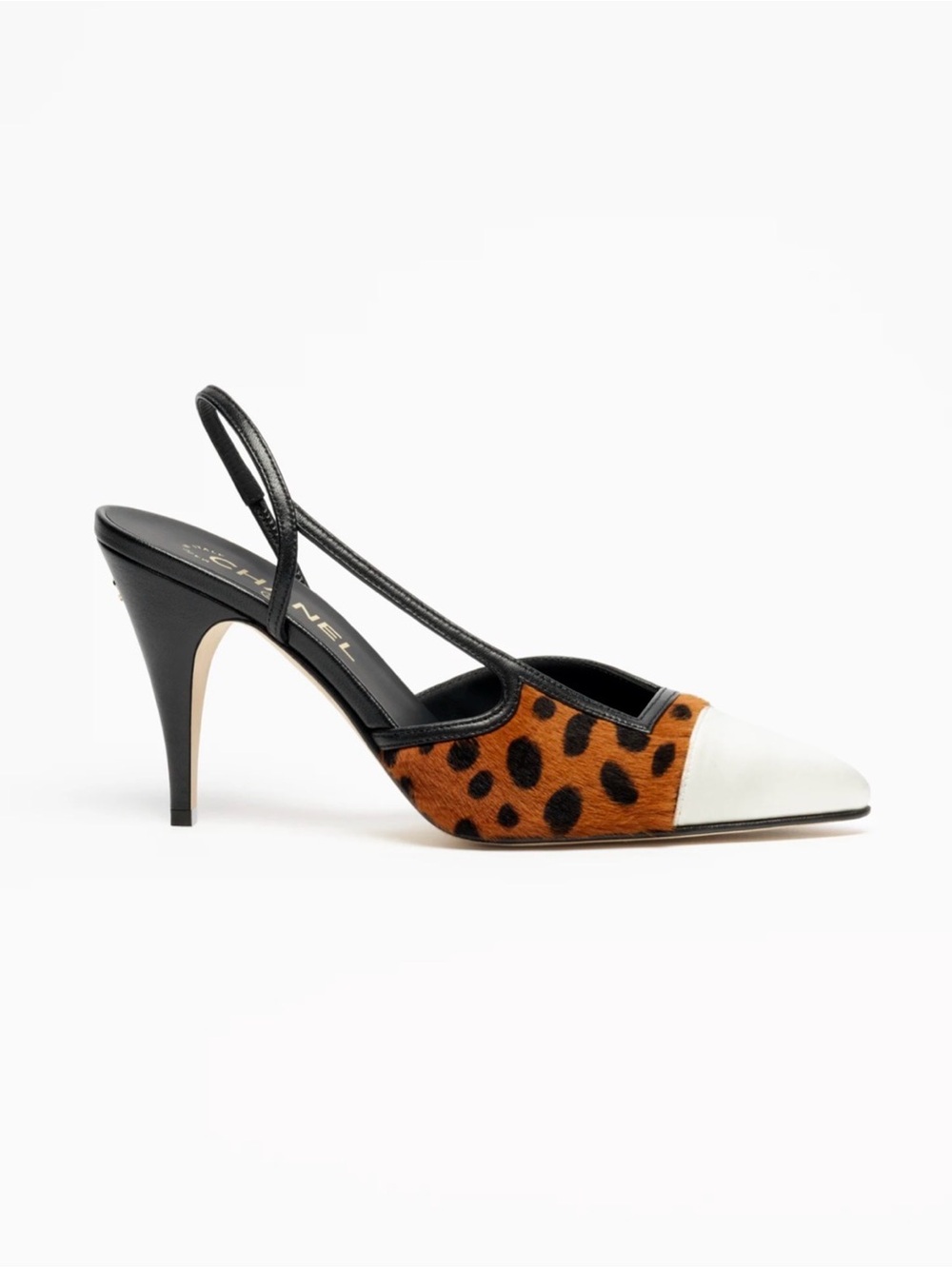 CHANEL métiers d’Art 2026 Leopard-Print Slingback Pump with White Cap Toe